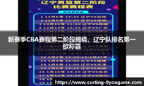 新赛季CBA赛程第二阶段揭晓，辽宁队排名第一欲称霸